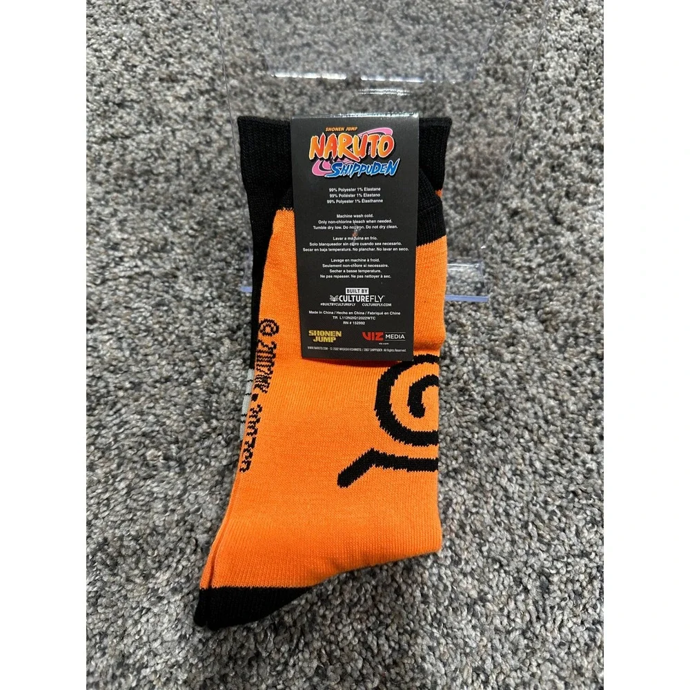 Crew Socks Naruto Shippuden Unisex Orange NWT Anime CultureFly One Size